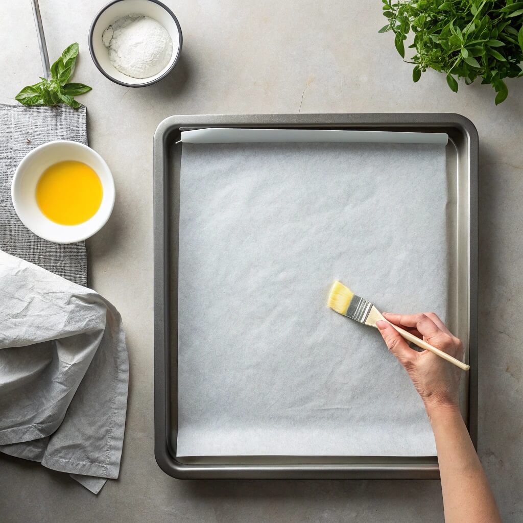 A person holds a paintbrush above a blank sheet of paper, preparing to create artwork.