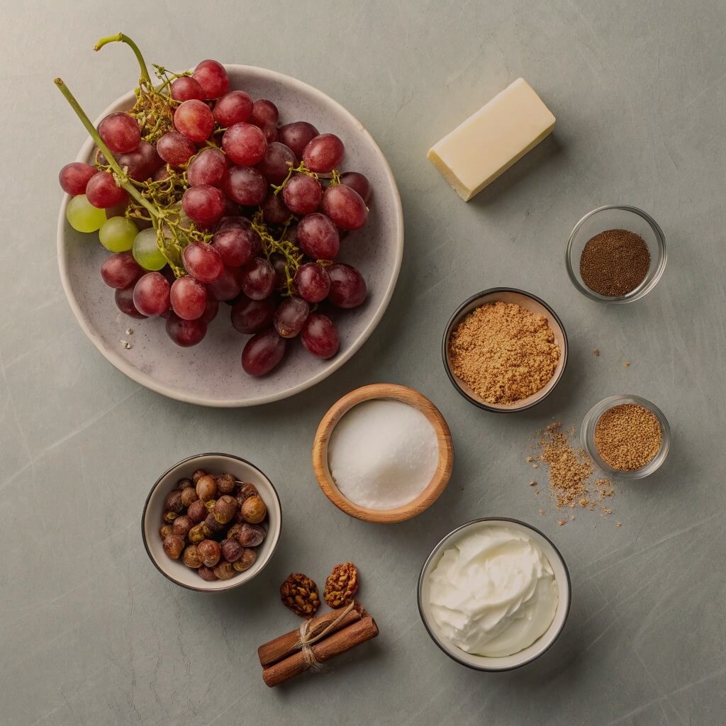 A variety of fresh ingredients for a healthy breakfast, including fruits, oats, and nuts arranged on a wooden table.