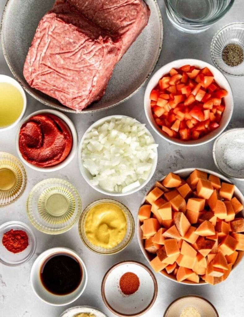 1 lb ground beef or turkey
1 tablespoon olive oil
1 onion, diced
1 bell pepper, diced
2 cloves garlic, minced
1 cup ketchup
2 tablespoons Worcestershire sauce
1 teaspoon mustard
Salt and pepper to taste
4 cups cooked rice or quinoa
Chopped parsley for garnish