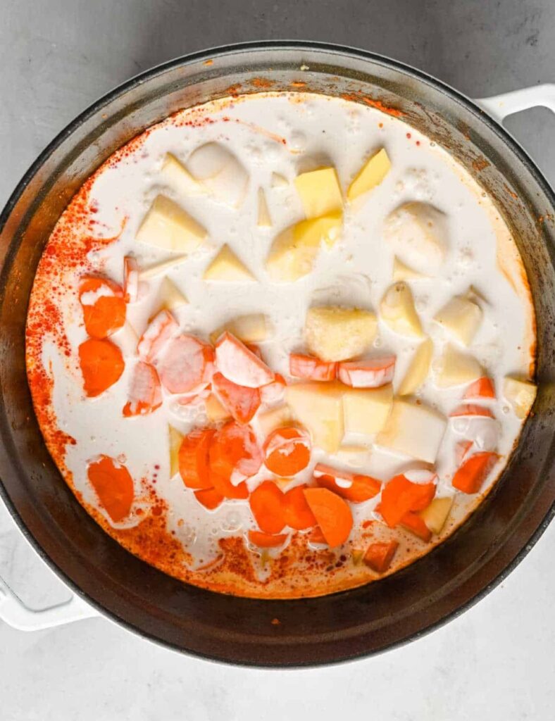 Add the chicken pieces to the pot and cook until browned on all sides. This should take about 5-7 minutes, and it’s where you’ll really start to smell that wonderful aroma.