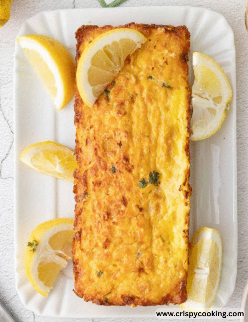 Lemon garlic bread, sliced and garnished, showcasing a golden crust and a sprinkle of herbs on a wooden cutting board.
