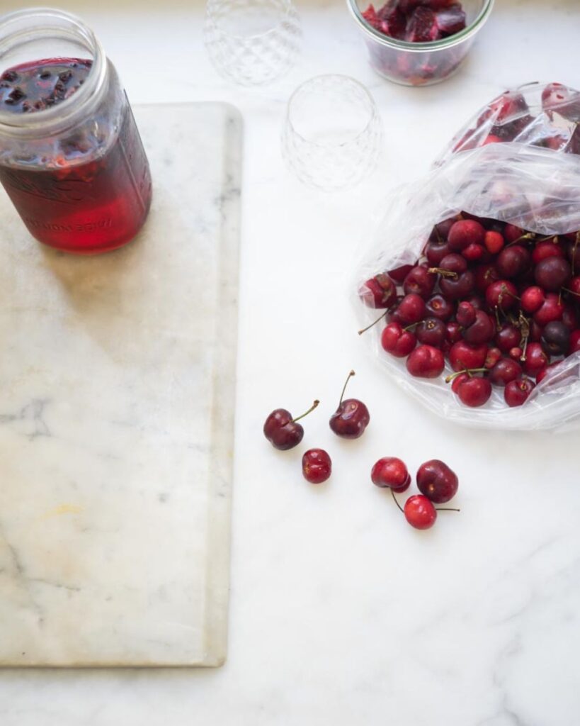 Pour your beautiful Cherry Smoothie into a glass and enjoy immediately for the best flavor and texture.