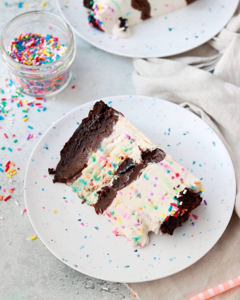 a peice of Birthday Ice Cream Cake