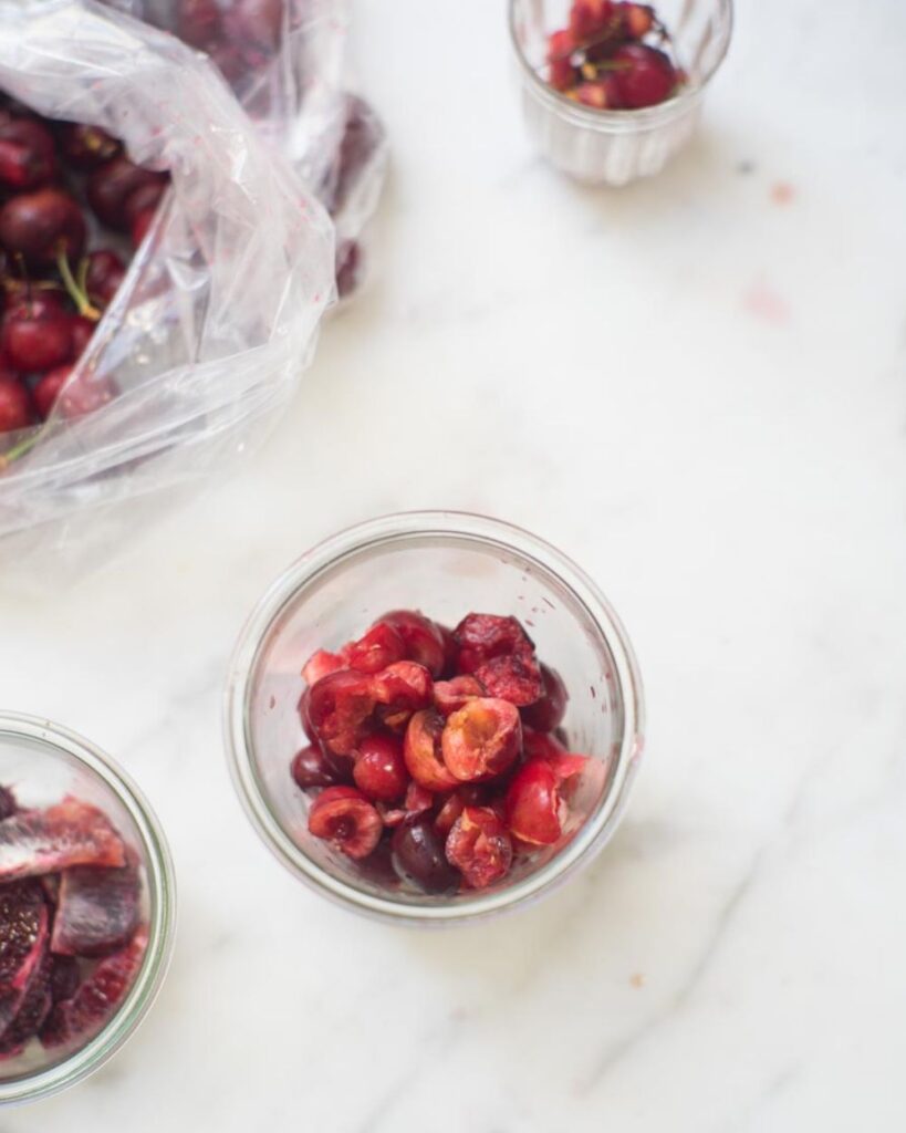 Pour your beautiful Cherry Smoothie into a glass and enjoy immediately for the best flavor and texture.