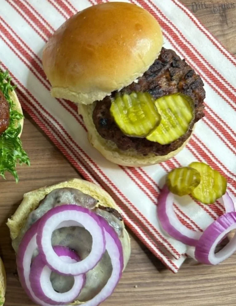 Delicious BBQ Onion Burgers with grilled onions and a smoky flavor