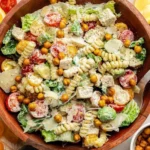 Delicious Chicken Caesar Pasta Salad with fresh ingredients