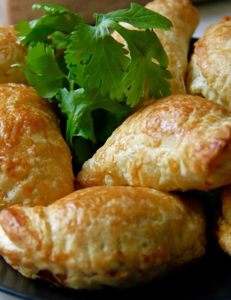 Delicious chicken curry puffs with golden crust and savory filling