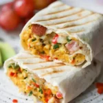 Delicious Denver omelet breakfast burritos filled with eggs, peppers, and cheese