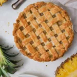 Homemade Pineapple Pie freshly baked with golden crust and juicy pineapple filling