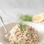 Delicious and healthy salmon salad with fresh ingredients