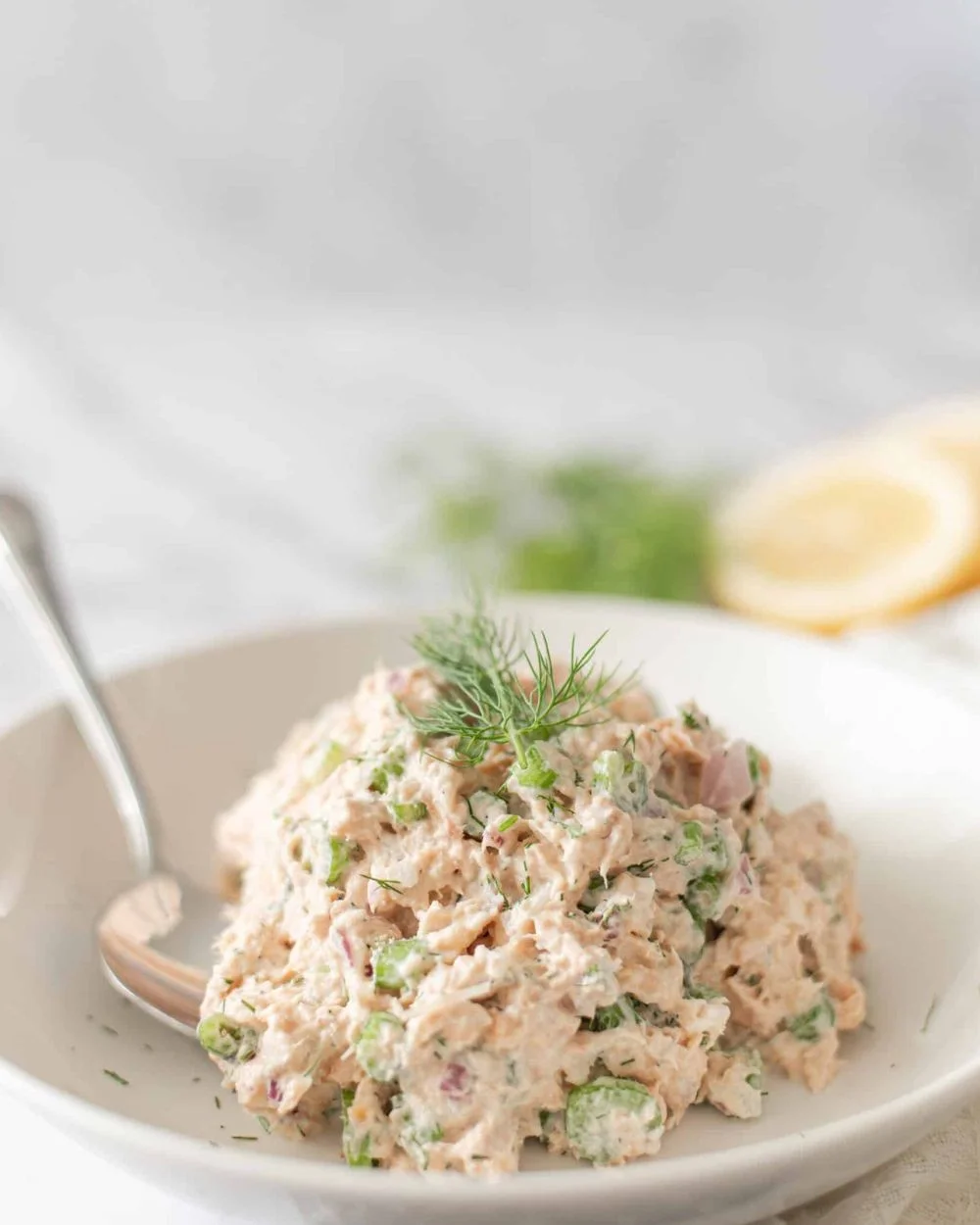Delicious and healthy salmon salad with fresh ingredients