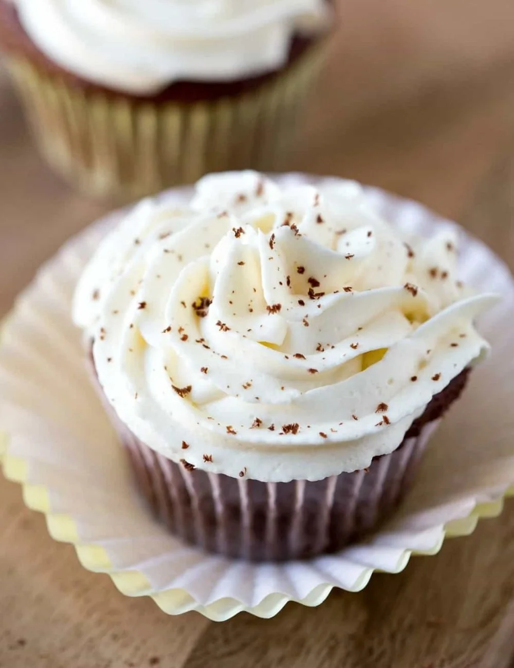 Delicious whipped buttercream frosting made without powdered sugar