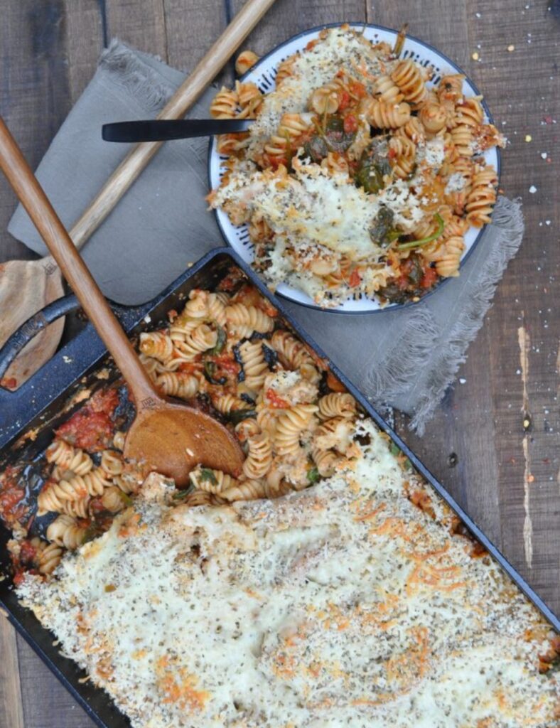 Baked Chicken Parmesan with melted cheese and marinara sauce