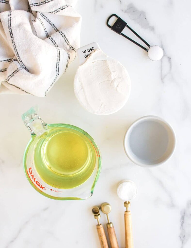 2 cups all-purpose flour

1 tablespoon baking powder

1 teaspoon salt

3/4 cup warm water or milk

Oil for frying