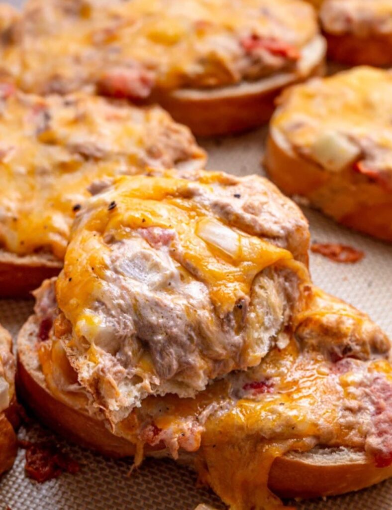 Delicious easy tuna melts ready to serve on a plate
