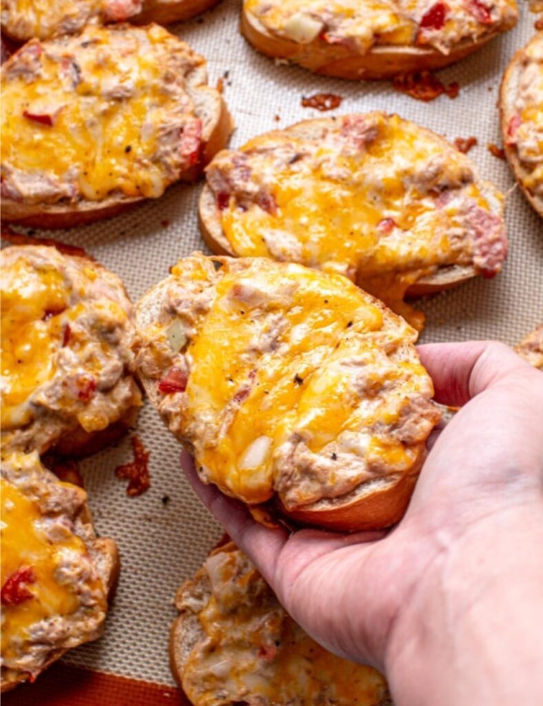 Delicious easy tuna melts ready to serve on a plate