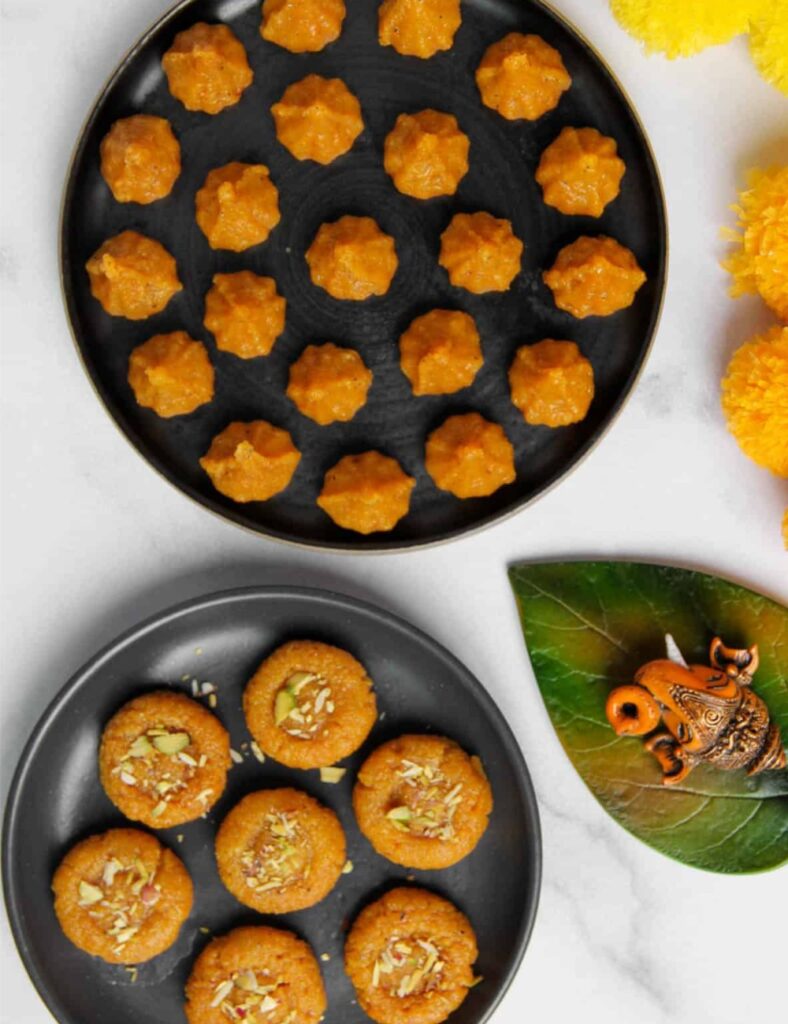 Delicious Mawa Modak sweets served on a traditional platter.