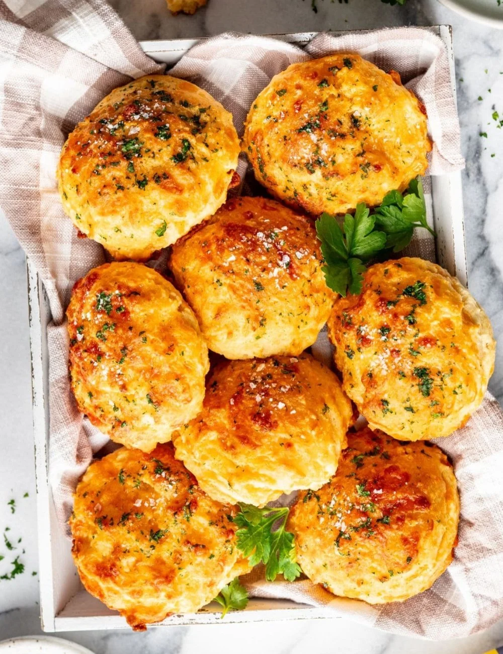 Freshly baked Cheddar Bay Biscuits served with melted butter