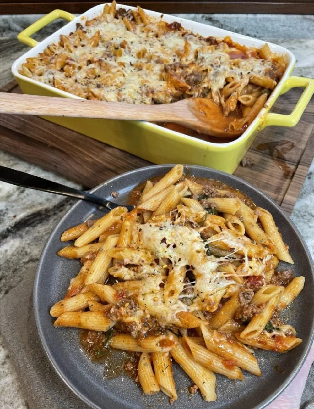 Baked Chicken Parmesan with melted cheese and marinara sauce