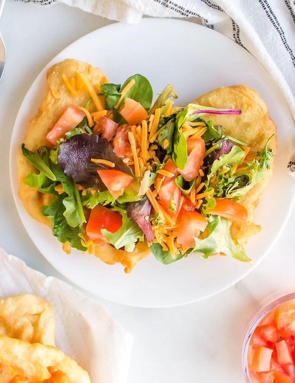 Delicious homemade fry bread served with toppings.