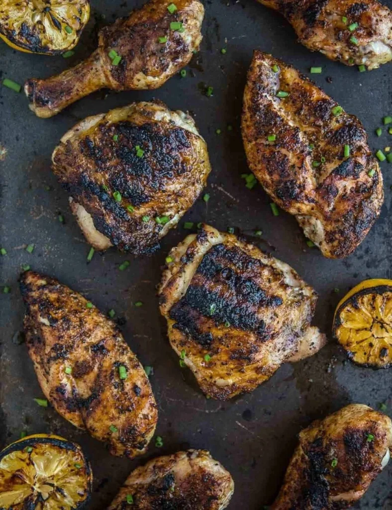 Perfectly grilled skin-on chicken on the grill for a delicious meal